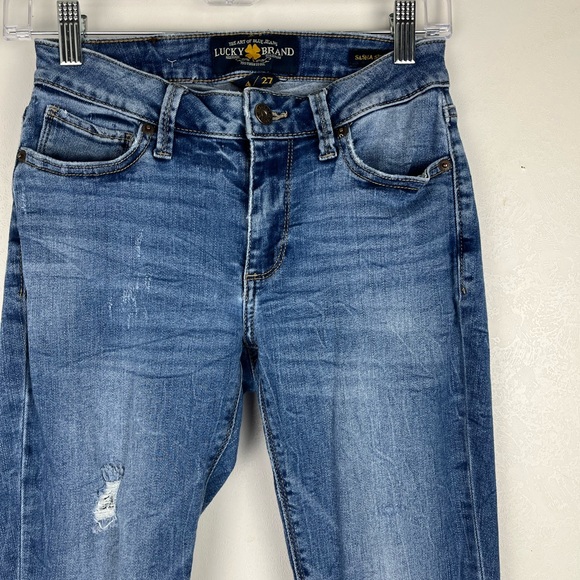 Lucky Brand Sasha Super Skinny Jeans Mid Rise Distressed Womens Size 4/27 - Picture 2 of 12